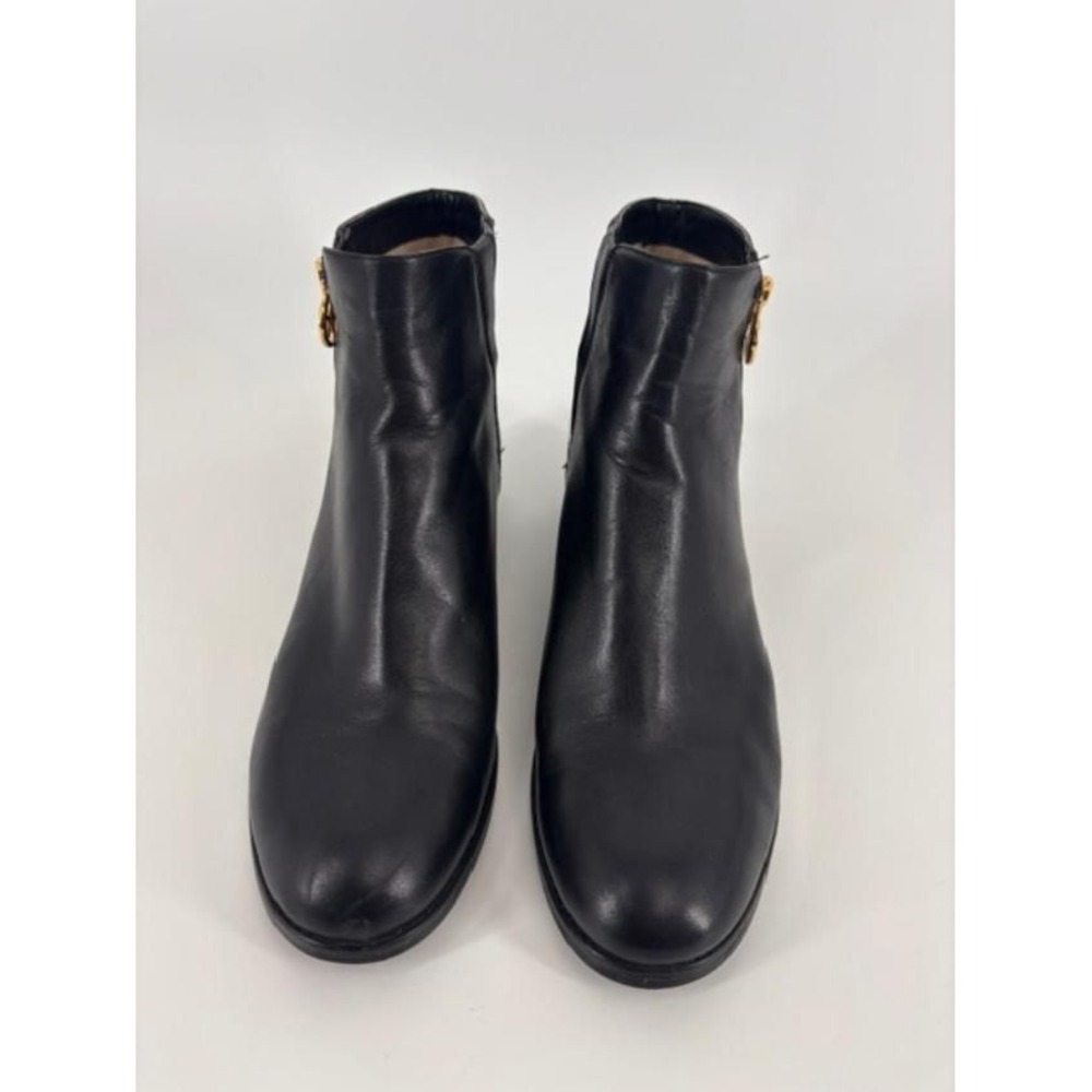 Michael Kors Britt Signature Logo Trim Ankle Boot Size 10 Gold Charm Leather - Picture 2 of 8